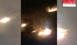 اندلاع الحرائق في منازل المدنيين اثر قصف روسي في مخيم خان الشيح