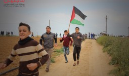 خلال مسيرة العودة الكبرى في قطاع غزة