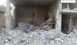 جانب من الأضرار خلال القصف على مخيم درعا عصر يوم الخميس
