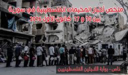 ملخص أخبار المخيمات الفلسطينية في سوريا بين 10 و 17  كانون الأول 2016