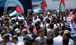فلسطين المحتلة - من الاعتصام أمام مقر 