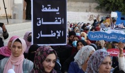 (أرشيفية _ احتجاجات سابقة للاجئين في غزة رفضاً لاتفاقية الإطار)