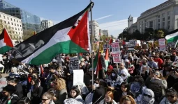 مظاهرة حاشدة في واشنطن دعما لقطاع غزة-صورة أرشيفية