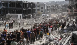 صورة أرشيفية تظهر جانبا من الدمار الواسع في جباليا شمال قطاع غزة