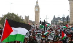 صورة أرشيفية لمظاهرة مؤيدة لفلسطين في العاصمة البريطانية لندن (غيتي)