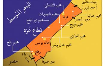 توزع المخيمات في قطاع غزة