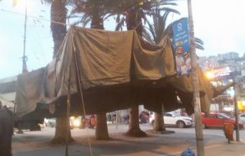 خيمة الاعتصام التي نصبت في ميدان الشهداء