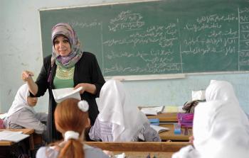الصورة من احدى مدارس الاونروا في قطاع غزة