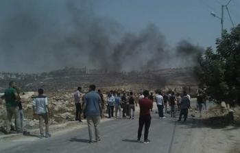 خلال المواجهات مع قوات الاحتلال في قرية كوبر