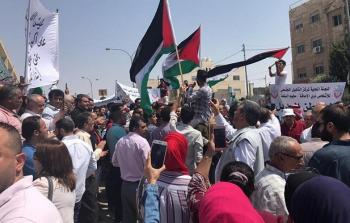 من الاعتصام أمام مقر الأونروا في العاصمة الأردنية عمّان
