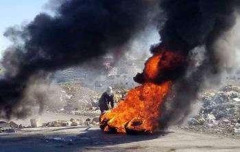 من المواجهات التي اندلعت على المدخل الشمالي لمدينة البيرة اليوم