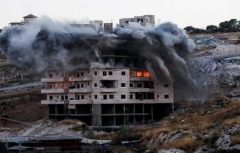 تفجير إحدى البنايات في حي وادي الحمص بالقدس المحتلة