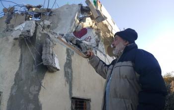 من المنازل التي هدمتها قوات الاحتلال فجر اليوم