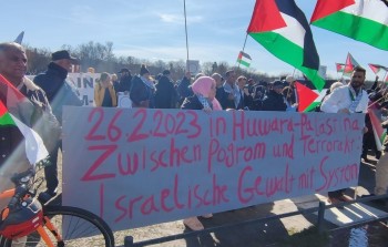 خلال الوقفة الحاشدة في العاصمة الألمانية برلين رفضا لزيارة نتنياهو