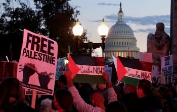متظاهرون ضد الحرب على غزة قبالة الكونغرس