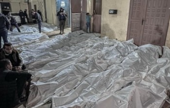 تكدس جثامين الشهداء في مستشفى شهداء الاقصى
