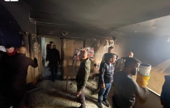منزل احرقه الاحتلال في مخيم عسكر / وكالات
