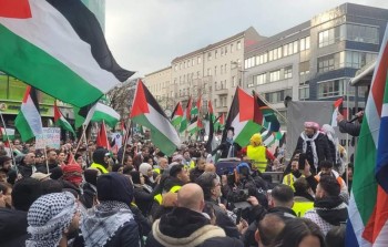من المظاهرة في العاصمة الألمانية برلين