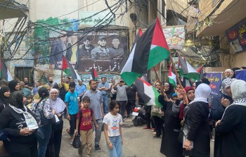 مسيرة شعبية حاشدة في مخيم شاتيلا للاجئين الفلسطينيين في العاصمة اللبنانية بيروت