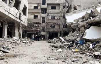 جانب من الدمار في بلدة عين ترما التي تقطنها عائلات فلسطينية