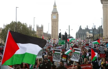 صورة أرشيفية لمظاهرة مؤيدة لفلسطين في العاصمة البريطانية لندن (غيتي)