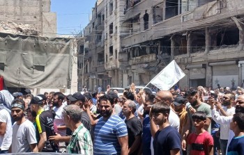 مظاهرة في مخيم اليرموك نصرة لغزة