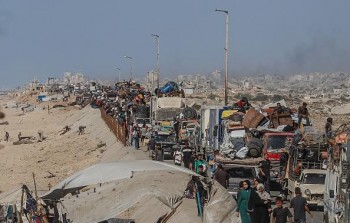 مشهد للنزوح من شمالي قطاع غزة