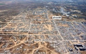 الدمار في منطقة خزاعة بقطاع غزة
