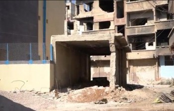 ما تبقّى من غرفة محوّل الكهرباء في حيّ المغاربة داخل مخيم اليرموك