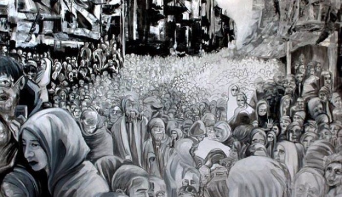 لوحة "مخيم اليرموك- الخروج الكبير"