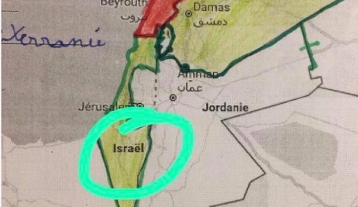 خريطة مطبوعة في مدرسة الليسيه تحمل اسم "إسرائيل"
