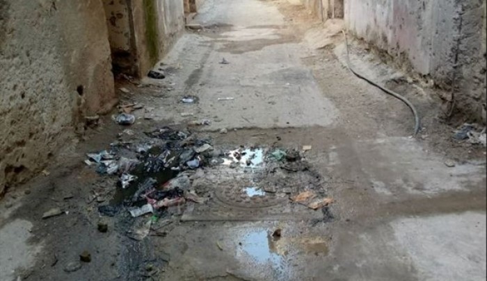 انسداد الصرف الصحي في الحارة الشمالية لمخيم درعا-  مراسل بوابة اللاجئين
