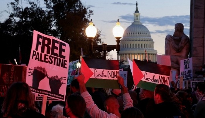 متظاهرون ضد الحرب على غزة قبالة الكونغرس
