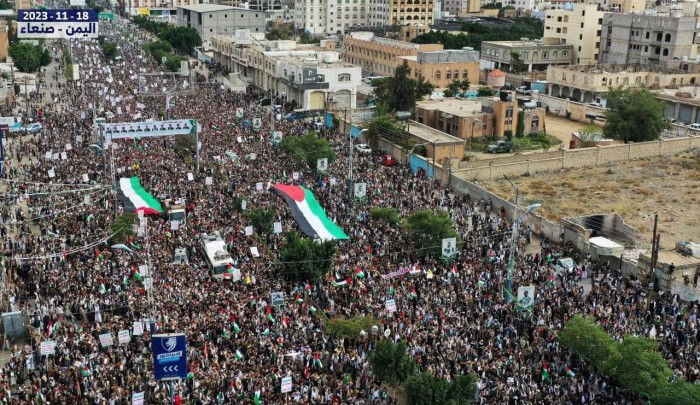 مظاهرة في العاصمة اليمنية صنعاء 18-11-2023