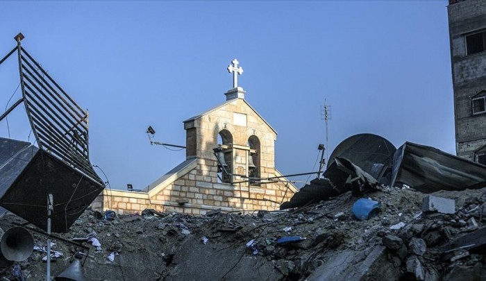 كنيسة القديس بروفيريوس للروم الأرثوذكس التي استهدفها الاحتلال في غزة