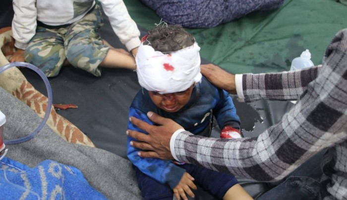 طفل مصاب في قف عائلة ابو معمر في خانيونس
