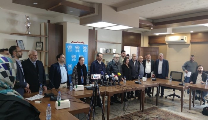 مؤتمر صحفي لوكالة أونروا ولجنة الشؤون الخارجية والمغتربين اللبنانية في صيدا