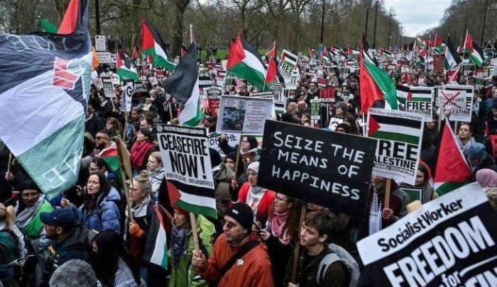 مظاهرة حاشدة في لندن ضد الحرب على غزة