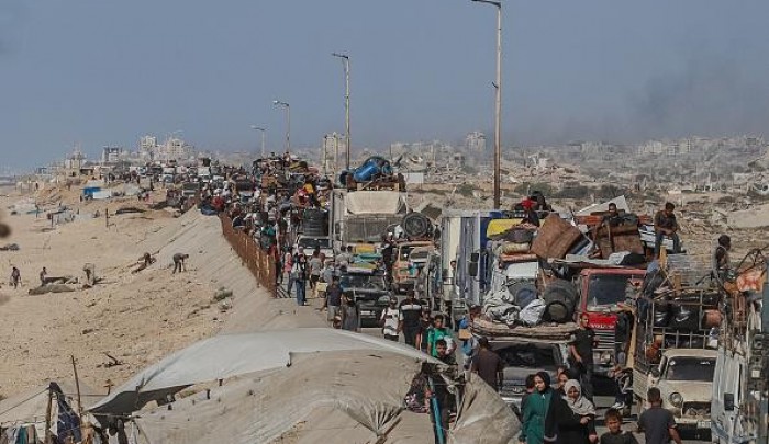 مشهد للنزوح من شمالي قطاع غزة